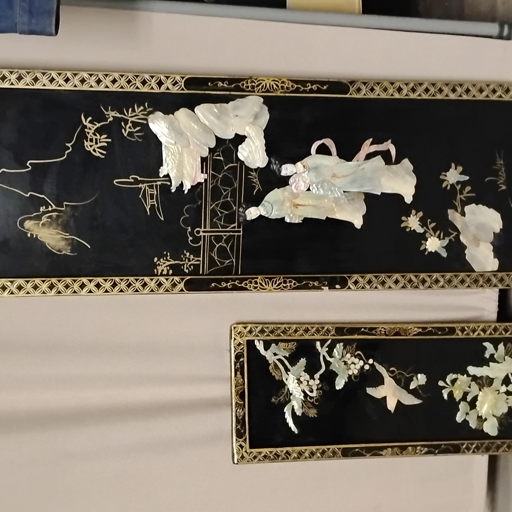 Mother of Pearl Black and Gold Wall Art Decor